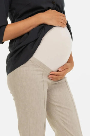 Ελαστικό λινό παντελόνι εγκυμοσύνης -  - soonMAMA - Η σωστή προσθήκη στην κομψή και άνετη εγκυμοσύνη! - Παλτά για έγκυες