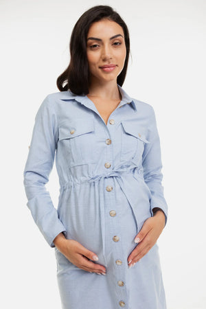 Βαμβακερό φόρεμα σεμιζιέ εγκυμοσύνης και θηλασμού -  - soonMAMA - Η σωστή προσθήκη στην κομψή και άνετη εγκυμοσύνη! - Παλτά για έγκυες