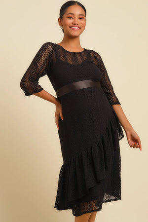 Επίσημο φόρεμα εγκυμοσύνης από δαντέλα σε μαύρο χρώμα -  - soonMAMA - Η σωστή προσθήκη στην κομψή και άνετη εγκυμοσύνη! - Παλτά για έγκυες