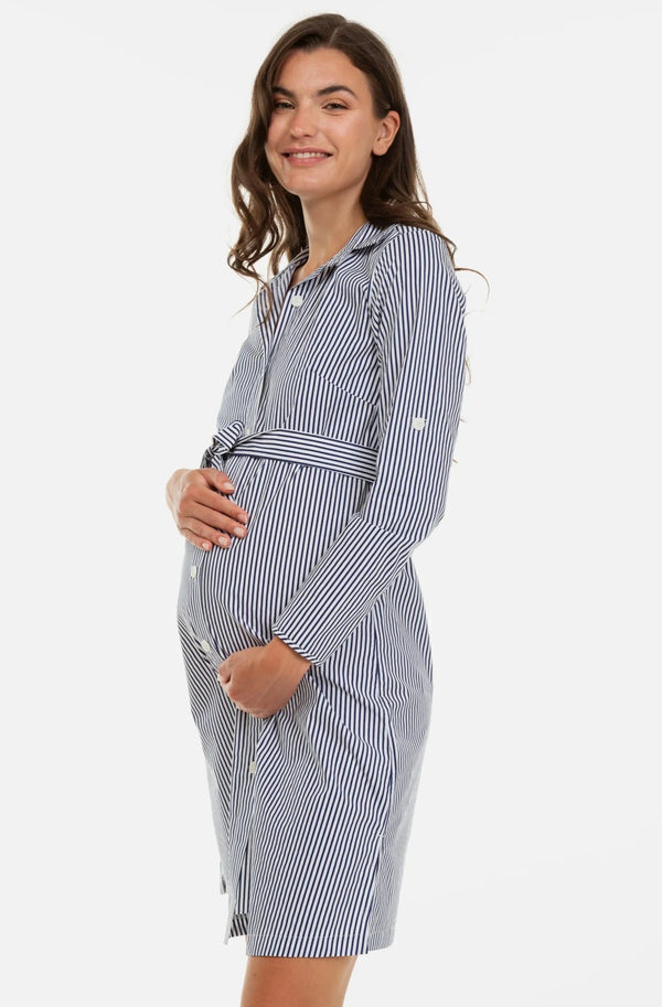 Βαμβακερό πουκάμισο-φόρεμα εγκυμοσύνης και θηλασμού -  - soonMAMA - Η σωστή προσθήκη στην κομψή και άνετη εγκυμοσύνη! - Παλτά για έγκυες