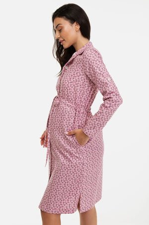 Εμπριμέ βαμβακερό πουκάμισο-φόρεμα εγκυμοσύνης και θηλασμού -  - soonMAMA - Η σωστή προσθήκη στην κομψή και άνετη εγκυμοσύνη! - Παλτά για έγκυες