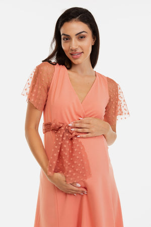 Φόρεμα εγκυμοσύνης και θηλασμού με πουά λεπτομέρεια -  - soonMAMA - Η σωστή προσθήκη στην κομψή και άνετη εγκυμοσύνη! - Παλτά για έγκυες